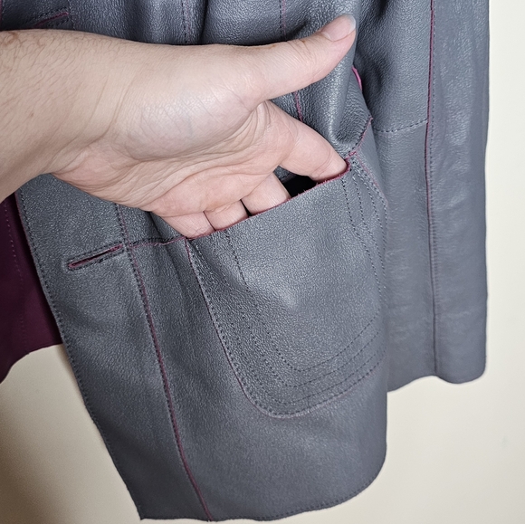 Peck and Peck purple leather jacket womens M reversible - Picture 4 of 10